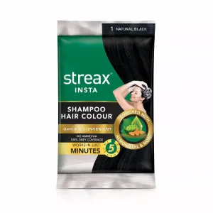 Streax Insta Shampoo Hair Colour - 1 Natural Black 10ml